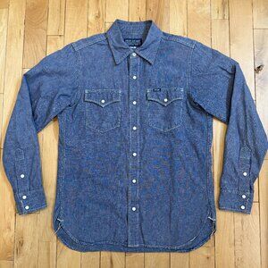 Iron heart - 10oz Selvedge Chambray Single Yoke Western Shirt | Blue Japan